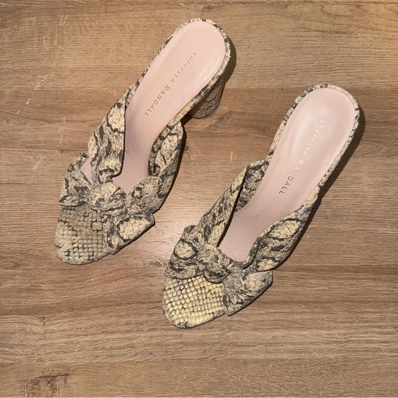 Loeffler Randall Snakeskin Mules Size 8.5 Gold - Picture 3 of 8